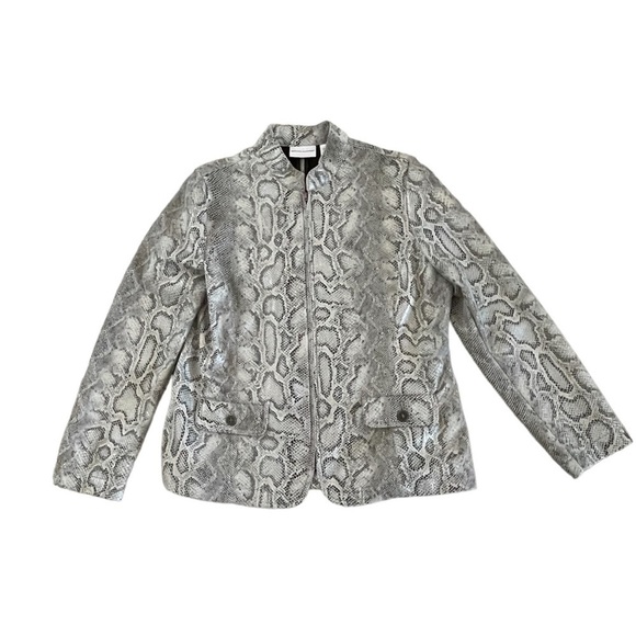 Alfred Dunner Faux Snakeskin Zip Jacket Size 10 - Picture 2 of 6